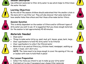 KS1 and KS2 - Science Lesson Plan (x2) - Water Filters and Bubbles