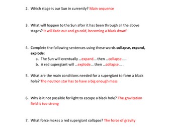 GCSE The Life Cycle of a Star