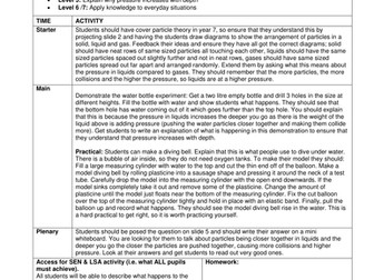 KS3 Pressure in Liquids