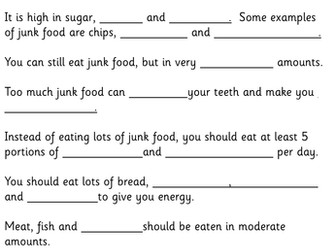 Year 2 Junk food explanation text writing