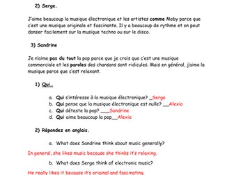 LA MUSIQUE  - Session III  -   French  -  Y8