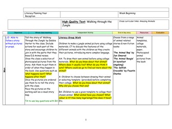 Reception literacy unit based on 'Walking Through the Jungle'
