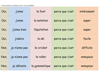 Salut Sophie French Unit 11 - Sports