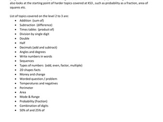 Maths - Set of 21 Level 3 Homeworks + answers + progress sheet