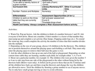 Active maths - Factors dodgeball 