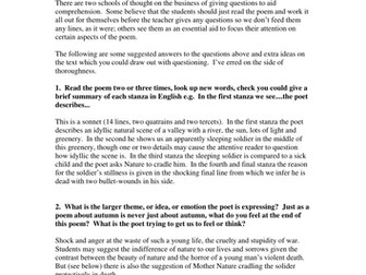 Rimbaud Le Dormeur du Val - how to teach