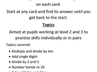 Eight sets of loop cards for pupils at level 2 and 3 (maths)