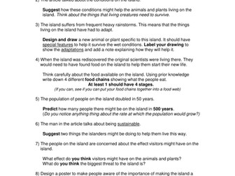 Ygoloce Island - Ecology Activity