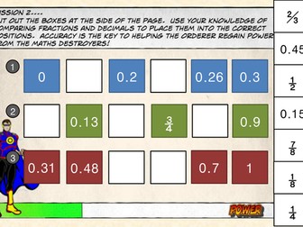 The Orderer comic superhero ordering numbers lesson (Ordering fractions, decimals and integers)