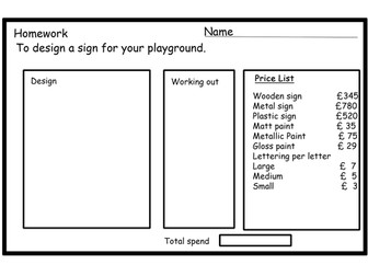 Complete Lesson - Year5 - Using Money £ - Design a playground