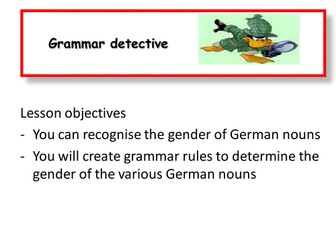 German nouns ( der, die  or das?):   Recognise gender &  create grammar rule 