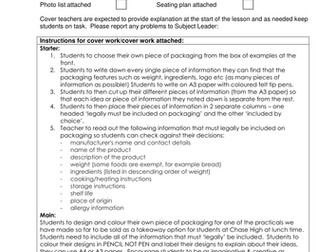 Food Packaging Cover/Revision Lesson