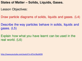 States of Matter. Solids, Liquids and Gases Levels 4-6.