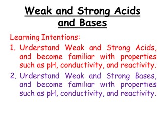 Chemistry - Weak Acids and Bases