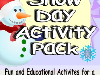 Snow Day or Winter Theme 10 Activity Pack. Engaging and Educational Full Colour Worksheets