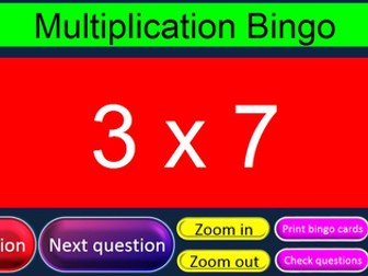 Multiplication bingo bundle