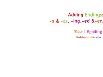 Year 1 Spelling Worksheet Bundle- Word Endings
