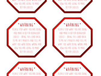 Warning Stop/Go cards - behaviour management