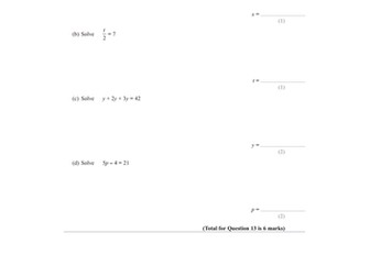 GCSE foundation algebra exam questions