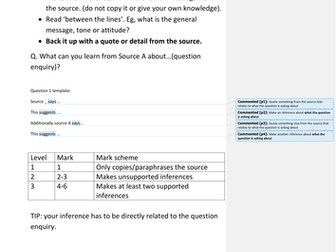 History A GCSE Unit 3 2013 Edexcel answer templates