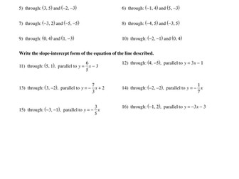 Equation of a Straight Line 