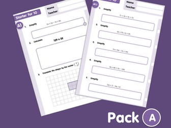 Starter for 10 - GCSE Maths Revision Programme - C/D grade - Pack A