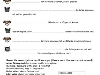 Arguing in German: Der Hund und die Katze