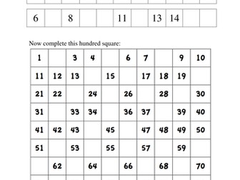 Missing Numbers - Line, 100 Square