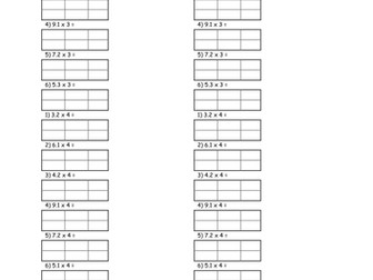 Multiplying decimals (to 1 decimal place) by 3 and 4