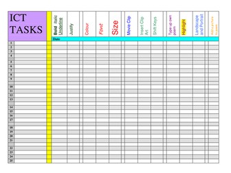 Computer Record Sheet for Toolbars