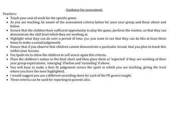 PE assessment without levels - curriculum 2014