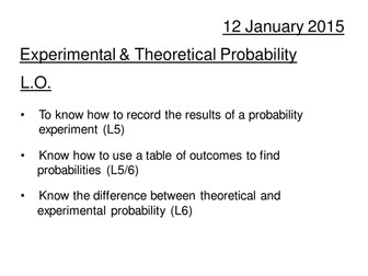 Experimental and Theoretical Probability