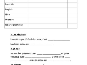 Studio 1 Module 2  Un Sondage sur les matieres 