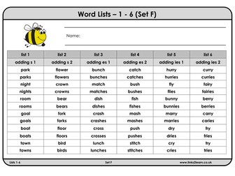 36 spelling bees lists for phonic phases 2-6 multi-tasks spelling scheme
