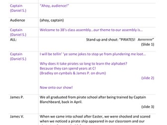 Pirates Class Assembly script (Lower KS2 - Years 3/4)