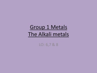 Group 1, Alkali Metals
