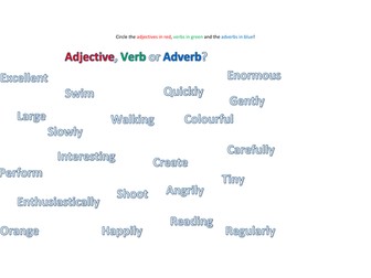 Adjectives, Verbs and Adverbs Circling Exercise