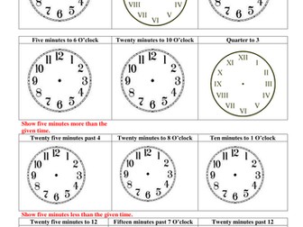 Analogue time: numbers 1-12 and roman numerals