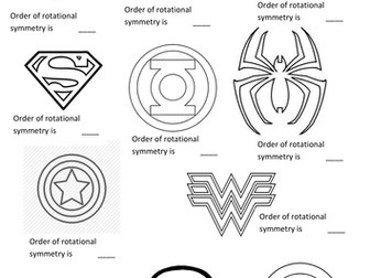 Superhero symmetry- rotation and reflection worksheet