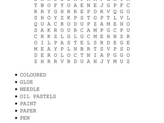 Art Equipment Word search