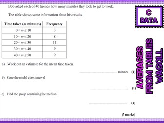 GCSE Mathematics Grade C Handling data revision cards