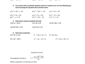 Solving quadratic equaitons using factorsiation and the formula