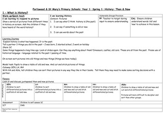 Year 1 History Unit - Then and Now