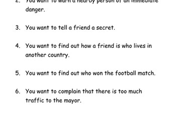 Resources for Communication lesson from Y1 Then & Now unit