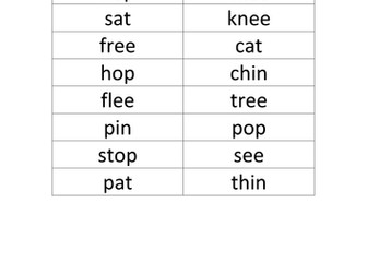 Rhyming words/pairs