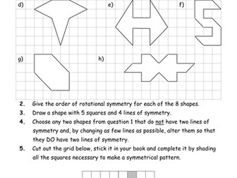 Symmetry Worksheet - line & rotational