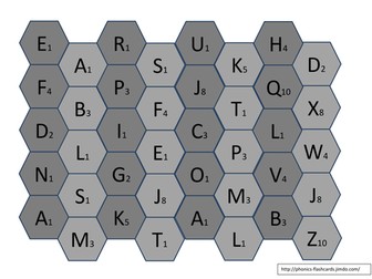 Blockbuster grid with scrabble letter scores
