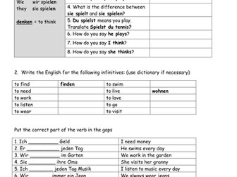 German 3 tense revision worksheet