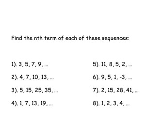 Sequences and nth Term