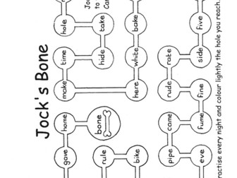 A-Minute-A-Day "Jock's Bone" Magic 'e' words